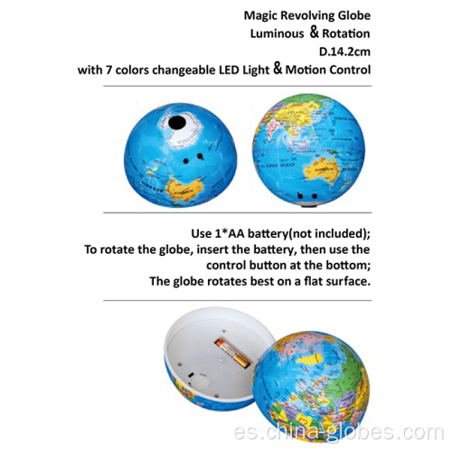 Bola de tierra mágica iluminada con globo giratorio automático